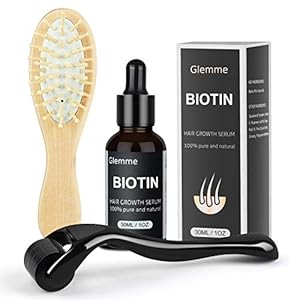 Glemme Biotin Hair Growth Products Kit, Microneedle Derma Roller for Scalp Hair Regrowth Men and Women, Best Hair Loss Treatment