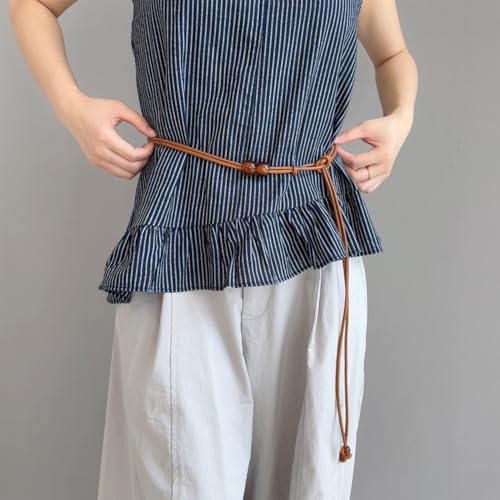 Elegant Round Bead Faux Leather Belts For Women Matching Coat Dress Pants Waist Rope Chain Thin Belts Fashion Accessory3