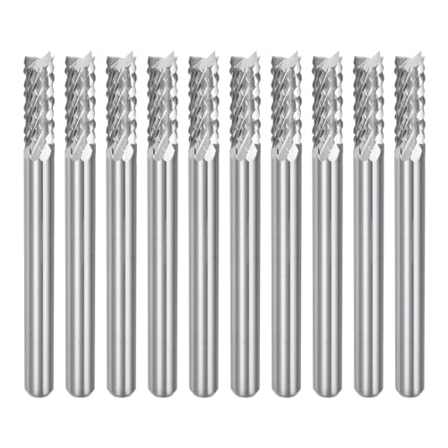 uxcell 10Pcs 3.175mm Carbide End Mill Engraving Milling Cutter CNC Router Bit for PCB Machine, 1/8" Shank