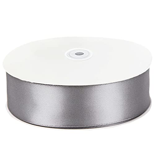 Image of Solid Color Double Faced Silver /Grey Satin Ribbon 1-1 /2 inch X 50 Yards, Ribbons Perfect for Crafts, Wedding Decor, Bow Making, Sewing, Gift Package Wrapping and More