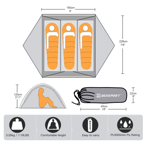 Carpa de Camping Bessport para 3 Personas miniatura 2
