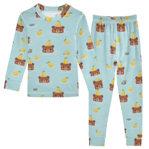 Pajama Sets Long Sleeve Bears Floating with Pears Soft Comfy Sleepwear 2 Piece PJS 3-8T