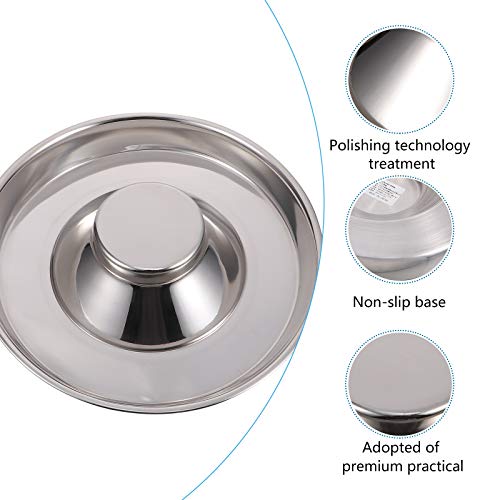 TEHAUX Tigela de alimentação lenta para cachorro em aço inoxidável Tigela de alimentação de metal pa