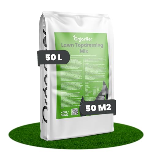 Top Dressing De Pelouse - 50 L - 50 m2 - Mélange Avec Mycorhizes Et Rhizobactéries - Fumier De Vache Séché - Fumier De Vers - Farine De Lave - Engrais Pour Pelouse - Activateur De Sol - Organifer