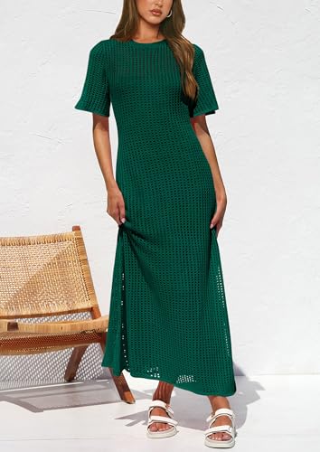 Image of PRETTYGARDEN Womens Eyelet Crochet Maxi 2 Piece Dress Sets
