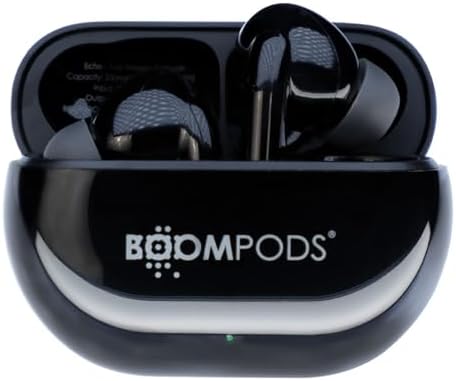 Boompods Echobuds Mikrofonlu Gerçek Kablosuz Kulaklık, Geri Dönüştürülmüş Plastikten Bluetooth Kulaklıklar, Mikrofonlu Kulak İçi Kulaklık Tomurcukları, IPX4 Dereceli TWS Kulaklık, 19 Saat Çalma — Amazon ürün görseli