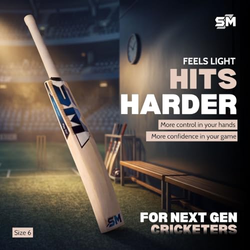 Image of SM Core Kashmir Willow Cricket Bat | Wooden Cricket Bat | Massive Profile | Super Thick Edges | Rebound Technology | Superlight Pickup | Cricket Bat for Boys Age 12-14 Years | Size 6