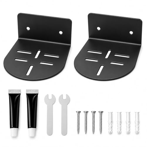 Image of 2PCS Security Camera Wall Mount Bracket, Metal Wall and Ceiling Camera Mount Shelf with Self Adhesive Camera Shelf, Metal Bracket for Indoor Security Cameras, Screw Fixing or Adhesive Installation