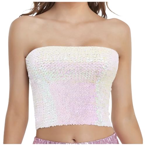 Haut à paillettes confortable bustier sans manches qui ne glisse pas en soirée