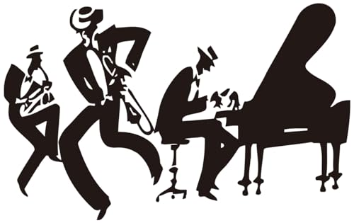 Vinilo decorativo musical saxofón y piano 22x15 in
