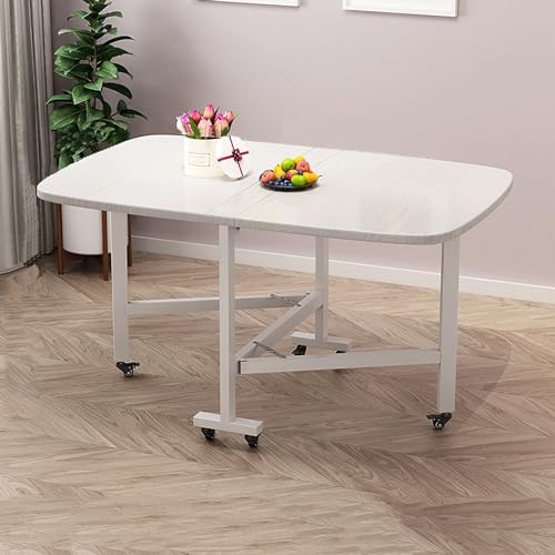 Mesa de comedor de madera con forma de mariposa extensible con 6 ruedas, mesa de comedor móvil que ahorra espacio para espacios pequeños, escritorio plegable multifuncional
