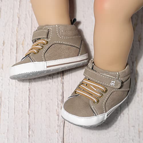 Image of CENCIRILY Baby Boys Girls High Top Sneakers Soft Soles Anti Skid Infant Ankle Shoes Toddler Prewalker First Walking Crib Shoes