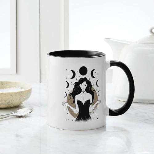 Taza de cerámica 11 oz con diseño luna y yoga miniatura 6