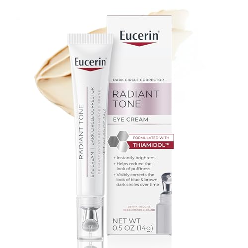 Eucerin Radiant Tone Eye Cream Dark Circle Corrector, Eye Brightening Cream with Thiamidol and Hyaluronic Acid, Helps Reduce the Look of Eye Puffiness, 0.5 Oz Tube