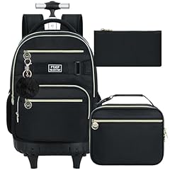 Classic Black Rolling Backpack Set