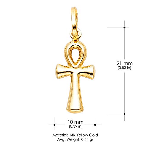 Ioka 14K Yellow Gold Egyptian Ankh Cross Charm Pendant With 0.9Mm Singapore Chain Necklace - 20" #TOP4