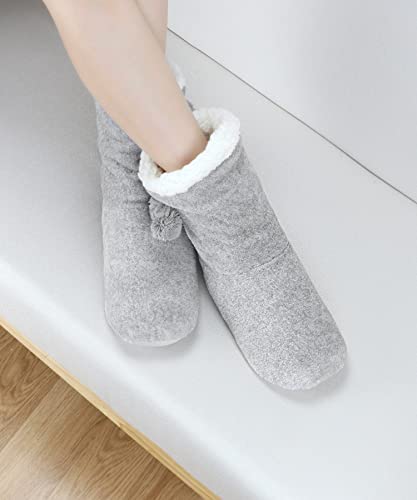 Image of DICUIRD Slipper Socks for Women,Fuzzy House Indoor Boots Slippers with Soft Soles,Warm Cozy Fluffy Sherpa Lined Booties Socks with Non Slip Bottom