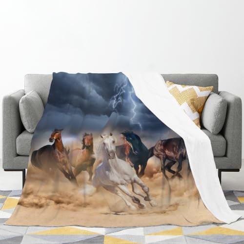 Horse Blanket Galloping Running Horse Soft Decorative Flannel Throw Blanket Lightweight Cozy Fuzzy Blanket for Couch, Bed and Chair-60''x50'' - Image 2