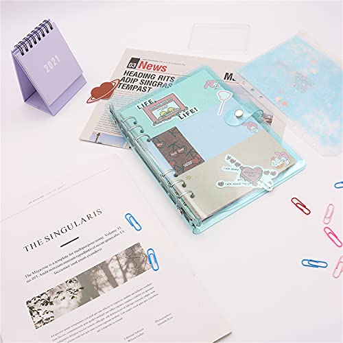 A5 Blue Glitter Pvc Binder Cover Round Ring Binders Dia 20Mm 6-Rings Snap Button Closure Shiny Dots Decor Loose Leaf Journal Albums Diy Cover (A5 (170X235Mm), Blue Glitter) #TOP4