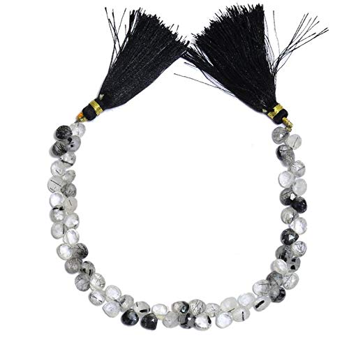 Perles briolette en quartz rutile noir naturel pour confectionner vos colliers de soirée