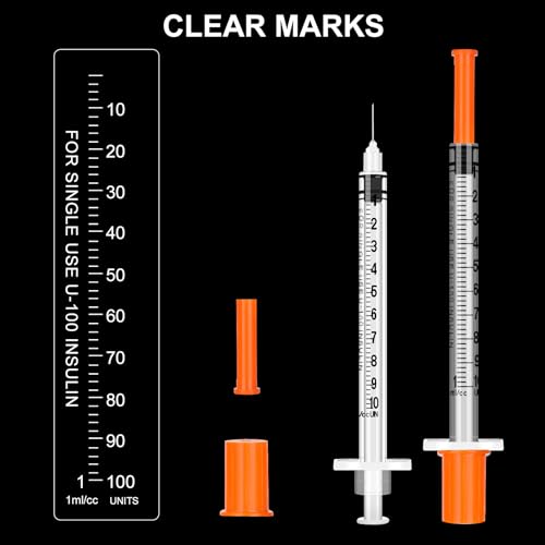 Image of 100 Pack 1ml Syringes with Needle-30Ga 5 /16 Inch, Individually Sealed Packaging