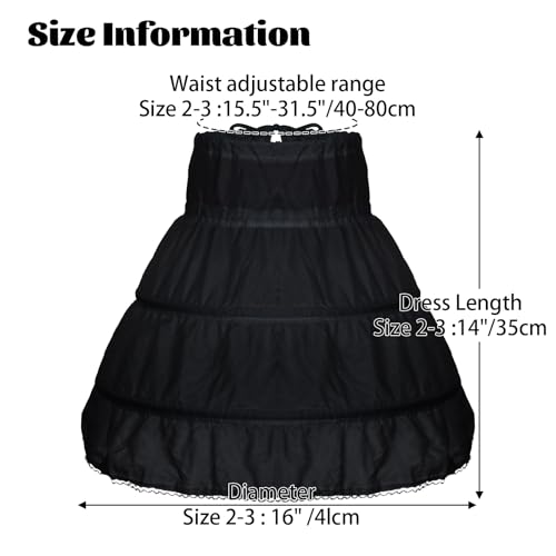 baotongle Girls Petticoat Underskirt with 3 Hoops Full Slip Girls Petticoat Crinoline Skirt for Halloween Party Daily Dress4