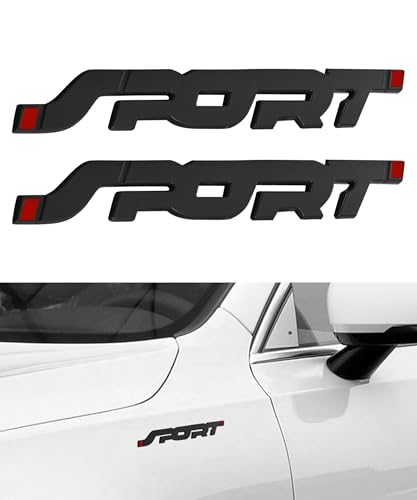 Flaconi 2PCS Emblema del Coche,Metal Etiqueta Engomada para Coche,Emblema Adhesivo Sport,Emblemas de Coches,Logotipo del Coche(Negro)