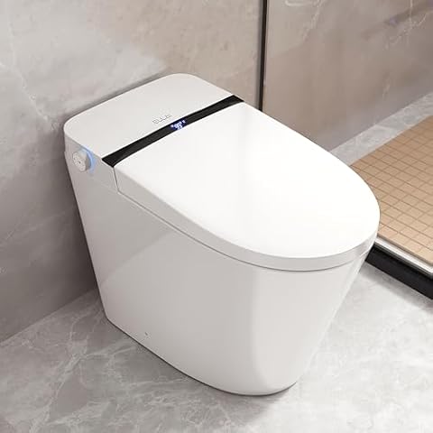 ELLAI Smart Toilet with Bidet Built In, One-piece Bidet Toilet with Auto-Flush, Warm Water, Air Drying Function, Heated Seat, Bathrooms Modern Elongated Toilet with LED Display Cover