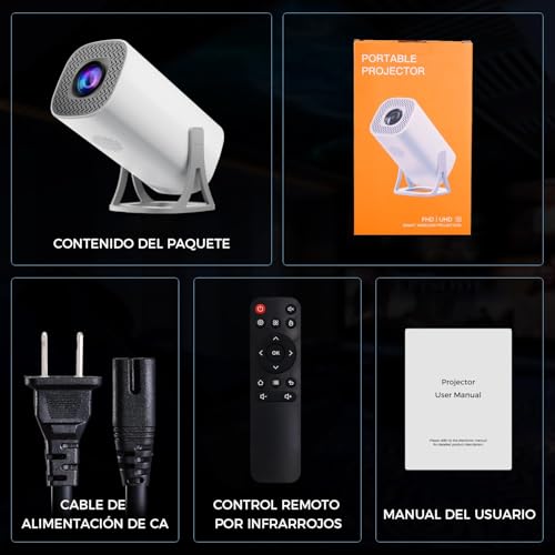 Image of BIGASUO Auto Keystone Mini Portable Projector, 4K /150 ANSI Smart Projector with WiFi 6, BT 5.4, 130 Inch Screen, Built-in Android Operating System 11.0, Compatible with iOS /Android /PC /PS4 /PS5 (BG65)