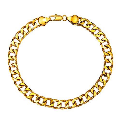 Fytease 7Mm Gold Cuban Link Anklet For Women Men, 14K Gold / 18K Gold/Silver Plated Curb Link Chain Ankle Bracelet For Women Men (18K-Gold-Plated, 11) #TOP3