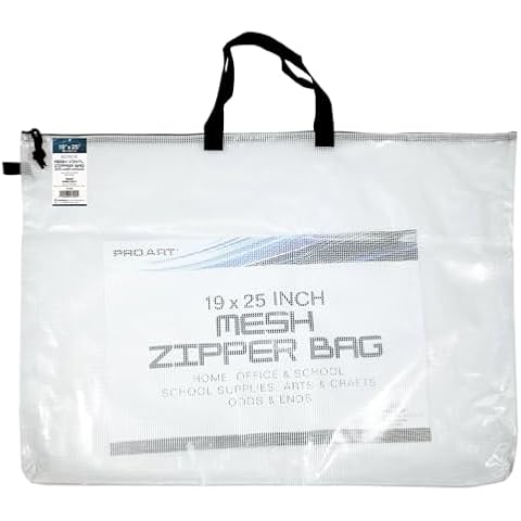 Pro Art Vinyl, 19-inch x 25-inch Mesh Bag with Zipper and Handle, Translucent Cover
