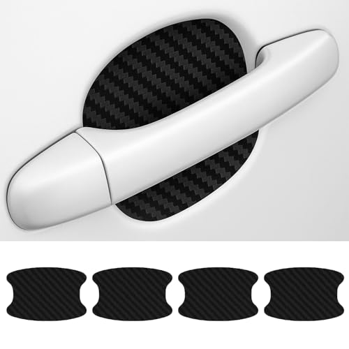 Vroxdrez 4 Pegatinas de Coche Exterior, Película de Protección Universal Antiarañazos para Manija de Puerta de Coche, Compatibles con Varios Modelos, Color Negro