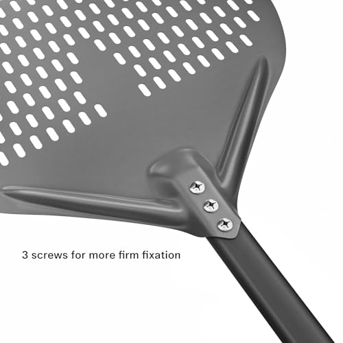 Image of G.a HOMEFAVOR 14 inch x 17 inch Perforated Pizza Peel 35 Inch overall, Rectangular Aluminum Pizza Turning Peel with Extended Silcone Handle For Baking Pizza Brick Oven