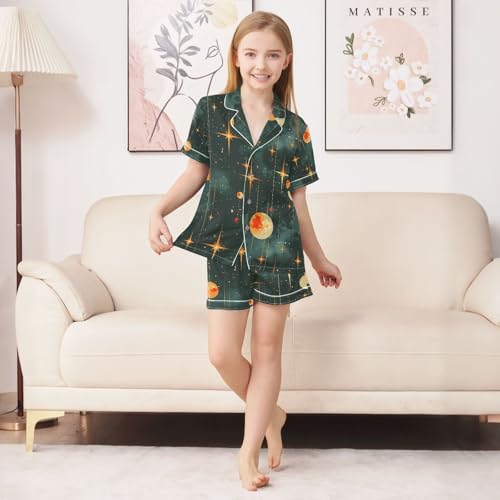 senya Watercolor Gradient Moon Satin Summer Pajama Sets Silk Short Sleeve Button Down Sleepwear4