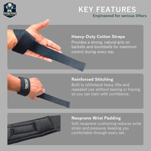 Generic FITACTIVE Weight Lifting Straps 22 Inch Black - Image 4