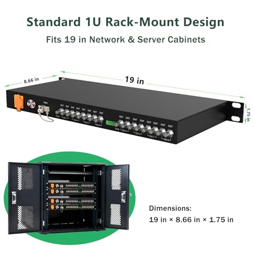 Image of 1U Rack-Mountable 8-Channel HD-SDI Fiber Converter Supporting CWDM and Loop Out, 1080@30Hz Uncompressed Fiber Extender Over Single LC Fiber Up to 20KM