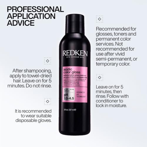REDKEN Acidic Color Gloss Activated Glass Gloss Treatment, Hair Gloss Treatment for Glass-Like Shine 237ml