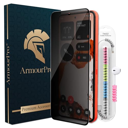 Image of ArmourPro Privacy Tempered Glass Compatible for Nothing CMF 2 Pro (6.77 Inch) Edge-to-Edge Protection Coverage with Easy Installation kit & Cable Protector | Anti-Spy Guard