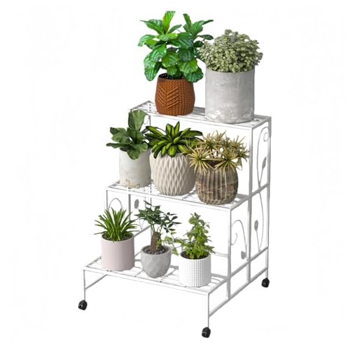 KUBERAS �ԉ� �A�C�A���� �K�i�� �A�ؔ��X�^���h 2�i 3�i �K�[�f�j���O�p�i �����E���O���p �o���R�j�[ ���r���O (3 �i�F����60cm�i�L���X�^�[�t���j,�z���C�g)