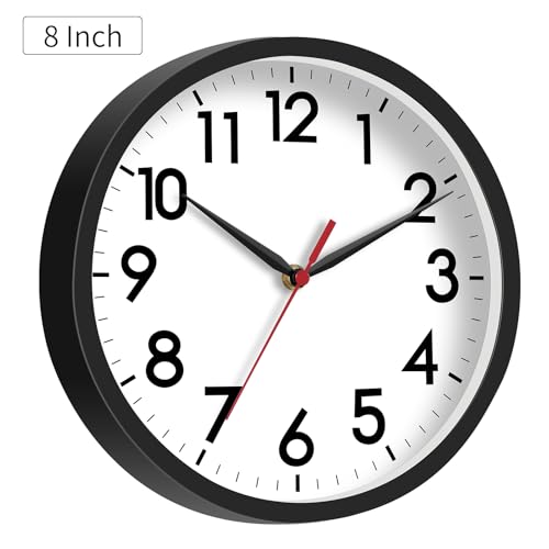 Akcisot Wall Clock, Modern Small Wall Clocks Battery Operated 8 Inch, Silent Non-Ticking Analog Classic For Office, Home, Bathroom, Kitchen, Bedroom thumb #1