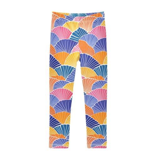 KLL Hand Drawn Cute Japanese Fans Toddler Girl Leggings Comfortable Full Length Athleisure Pants Exercise