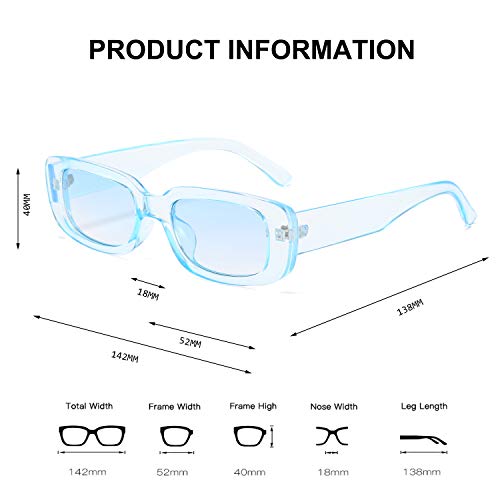Image of BUTABY Rectangle Sunglasses for Women Retro Driving Glasses 90's Vintage Fashion Narrow Square Frame UV400 Protection