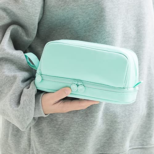 Image of CICIMELON Large Capacity Pen Pencil Case with 4 Compartments, Multi-Slot Pencil Pouch Bag Aesthetic School Supplies Organizer for Teens Adults (Mint Green)