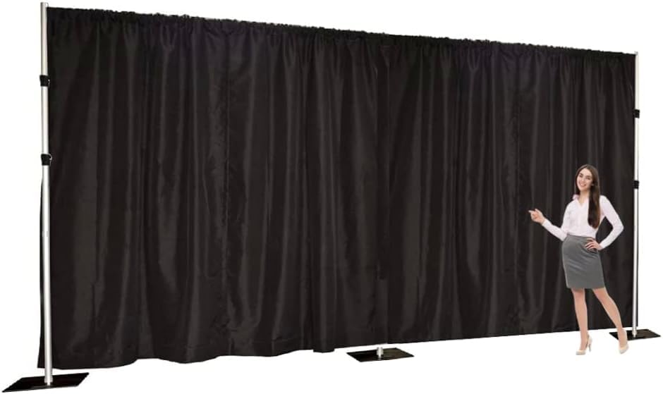 Toile de fond double couche noire en mousseline 7,6x3m pour rideaux occultants