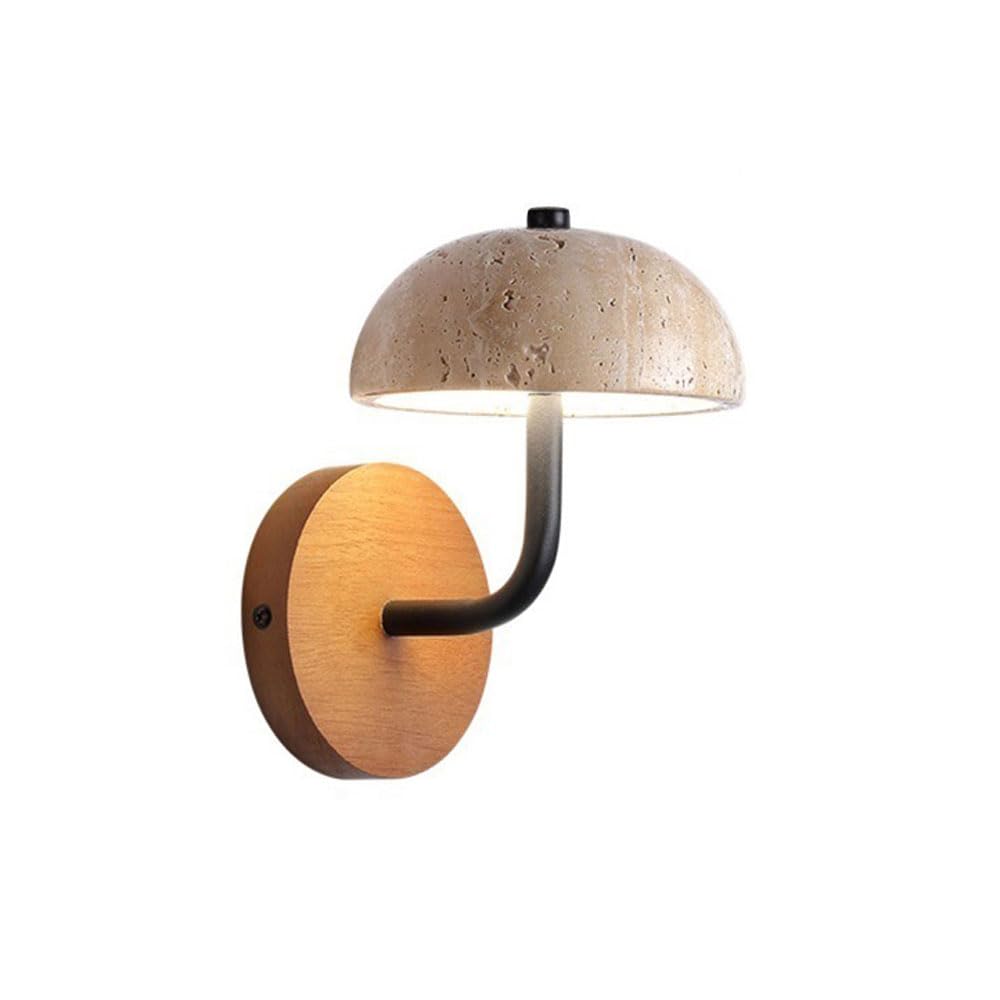 SXECAEPS Dome Wall Lamp LED Sconce Natural Stone Mount Light Vintage Wood Sconces Lighting Fixture Bedroom Bedside Lights Living Room Decor Hardwired Lamps