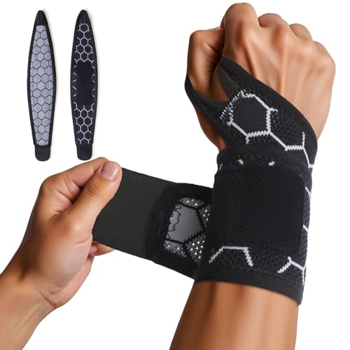 RllyGrt Adjustable Wrist Support Brace - Breathable Wrist Wraps for Carpal Tunnel, Tendonitis, Pain Relief, Workout and Daily Use - Unisex, One Size Fits All (Black), 1 Pack