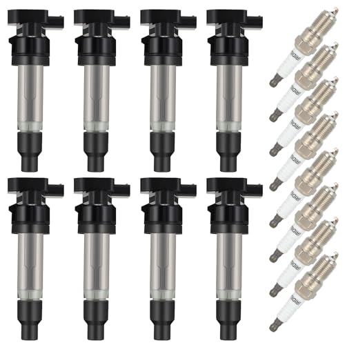 ECCPP Ignition Coil Coils&iridium Spark Plugs UF564 for Cadillac for Buick Deville SRX STS XLR Lucerne 4.6L set of 8