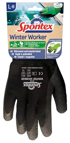 Spontex Winter Worker Arbeitshandschuh, für grobe Arbeiten bei Kälte, aus recycelten PET-Flaschen, Größe L, 1 Paar, Farbe nicht frei wählbar