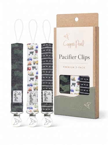 Image of Copper Pearl 3-Pack Pacifier Holders: Premium Knit Binky Clips for Baby Girls and Boys - Stylish Stainless Steel Design for Secure No-Drop Attachment - Diesel