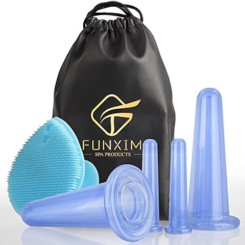 Complete Cupping Therapy Set, Anti Cellulite Cups with Face Cupping, Eye Cups, and Exfoliating silicone face brush, Release Fascia, Lymphatic Drainage or Natural Pain Relief Cover